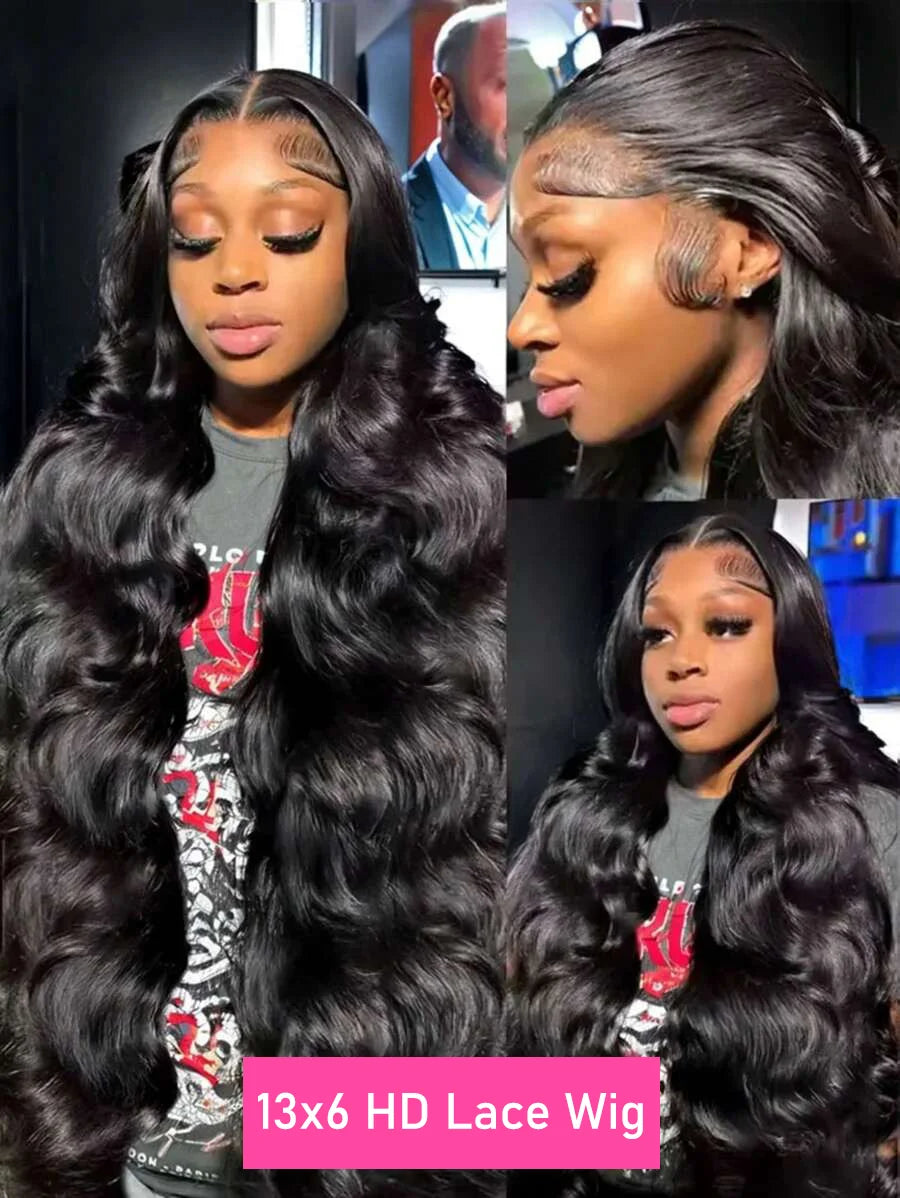 Perruques Body Wave cheveux naturels brésiliens pré-épilésen dentelle HD 13x6 Densité 180% - 200%