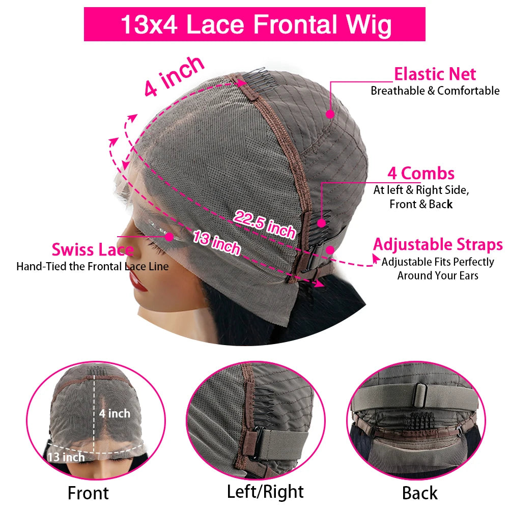 Perruques brun chocolat 100%  cheveux naturels 13x6 frontale Densité 200%